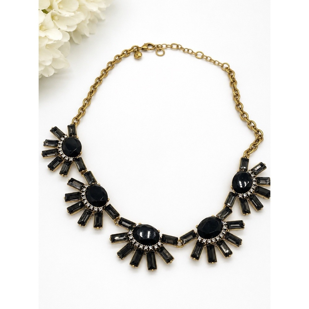 Vintage J.Crew Statement Jeweled Necklace Jewelry Gray Black Party Career‎ Boho